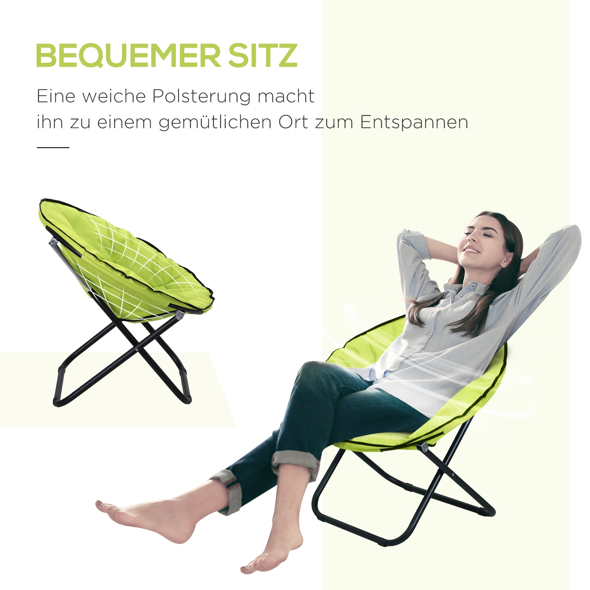 Klappstuhl Klappsessel Campingstuhl Gartenstuhl Lounge Sessel Faltbar Gepolstert