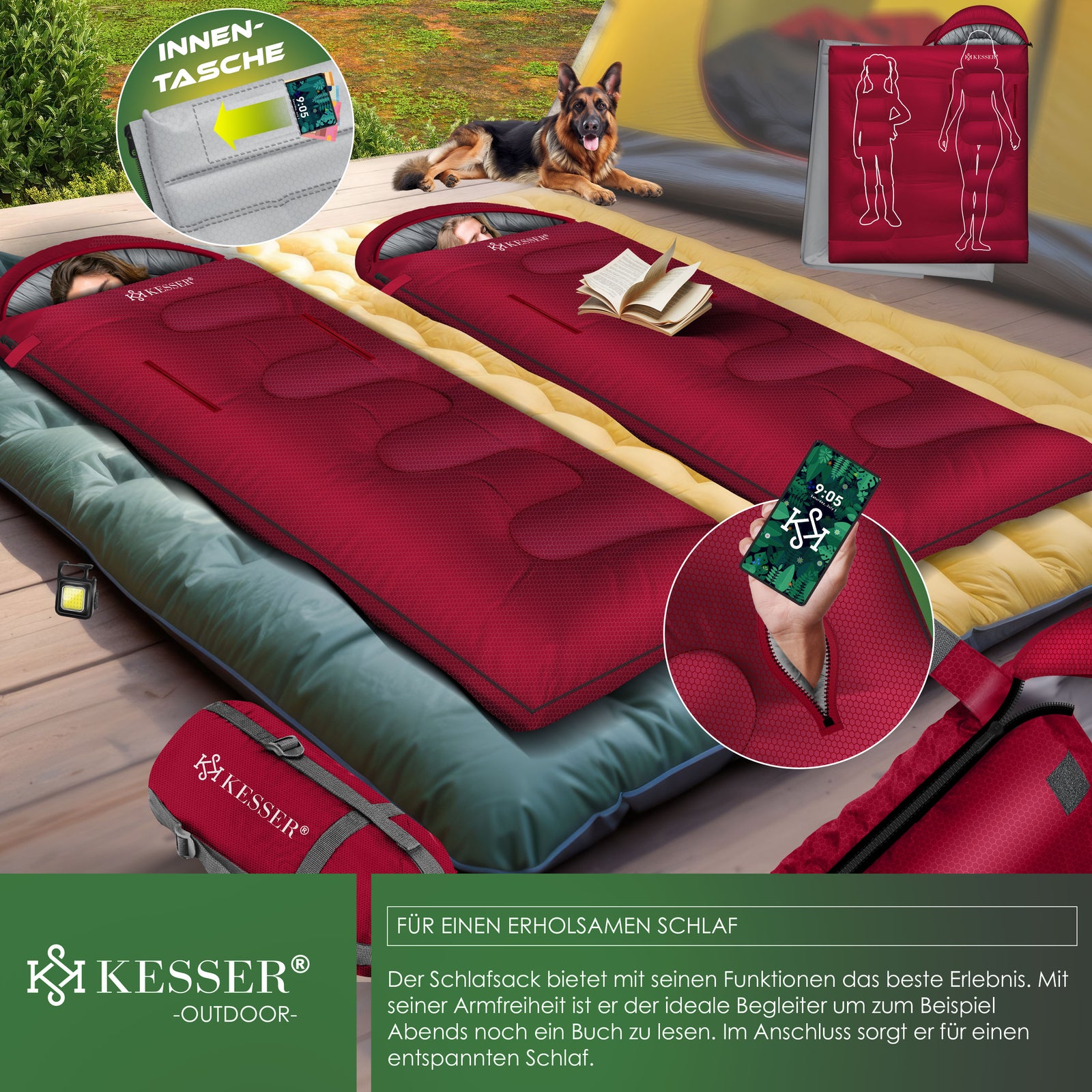 KESSER® Schlafsack Camping Mumienschlafsa