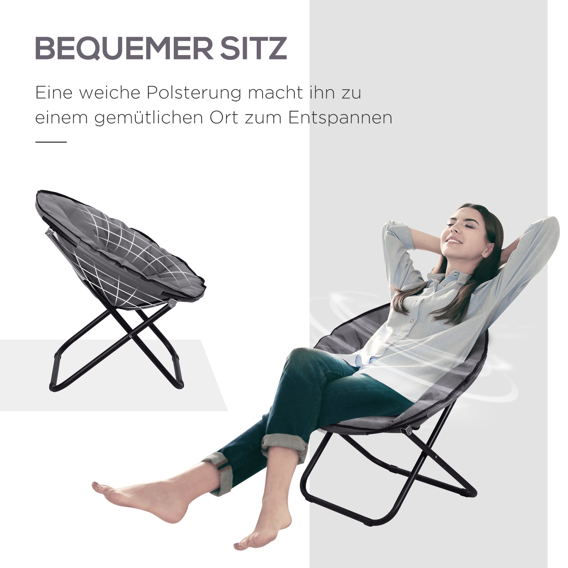 Klappstuhl Klappsessel Campingstuhl Gartenstuhl Lounge Sessel Faltbar Gepolstert