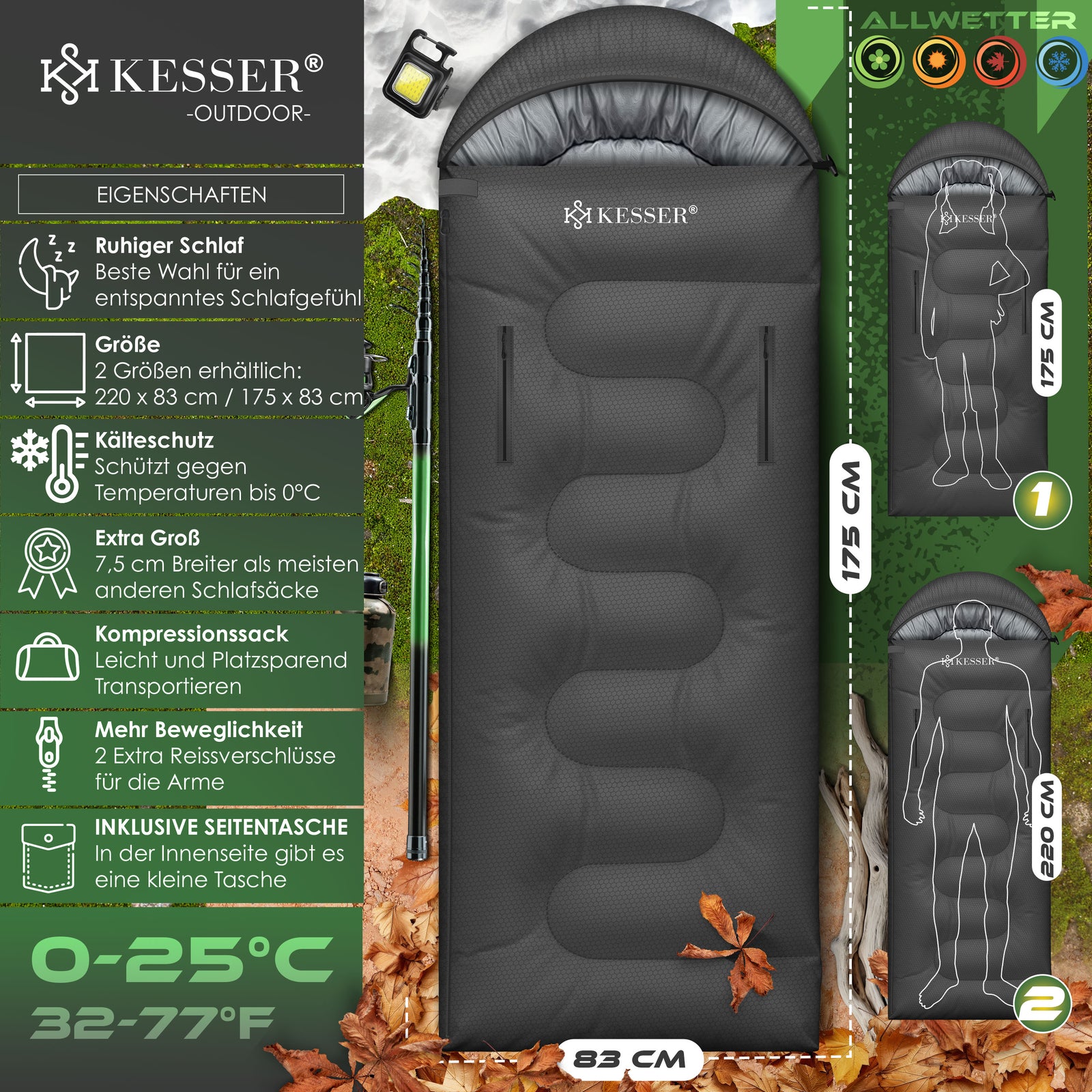KESSER® Schlafsack Camping Mumienschlafsa