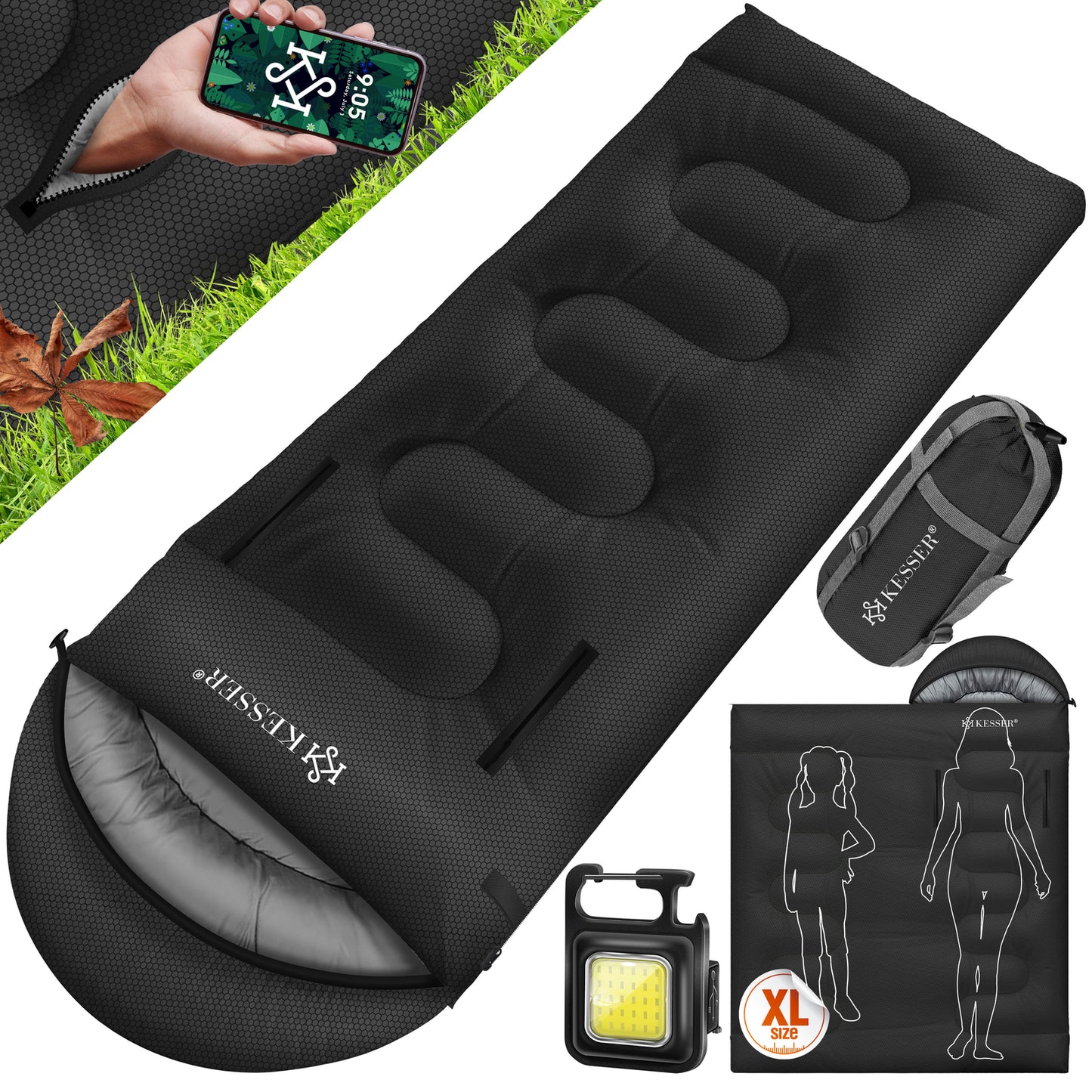 KESSER® Schlafsack Camping Mumienschlafsa