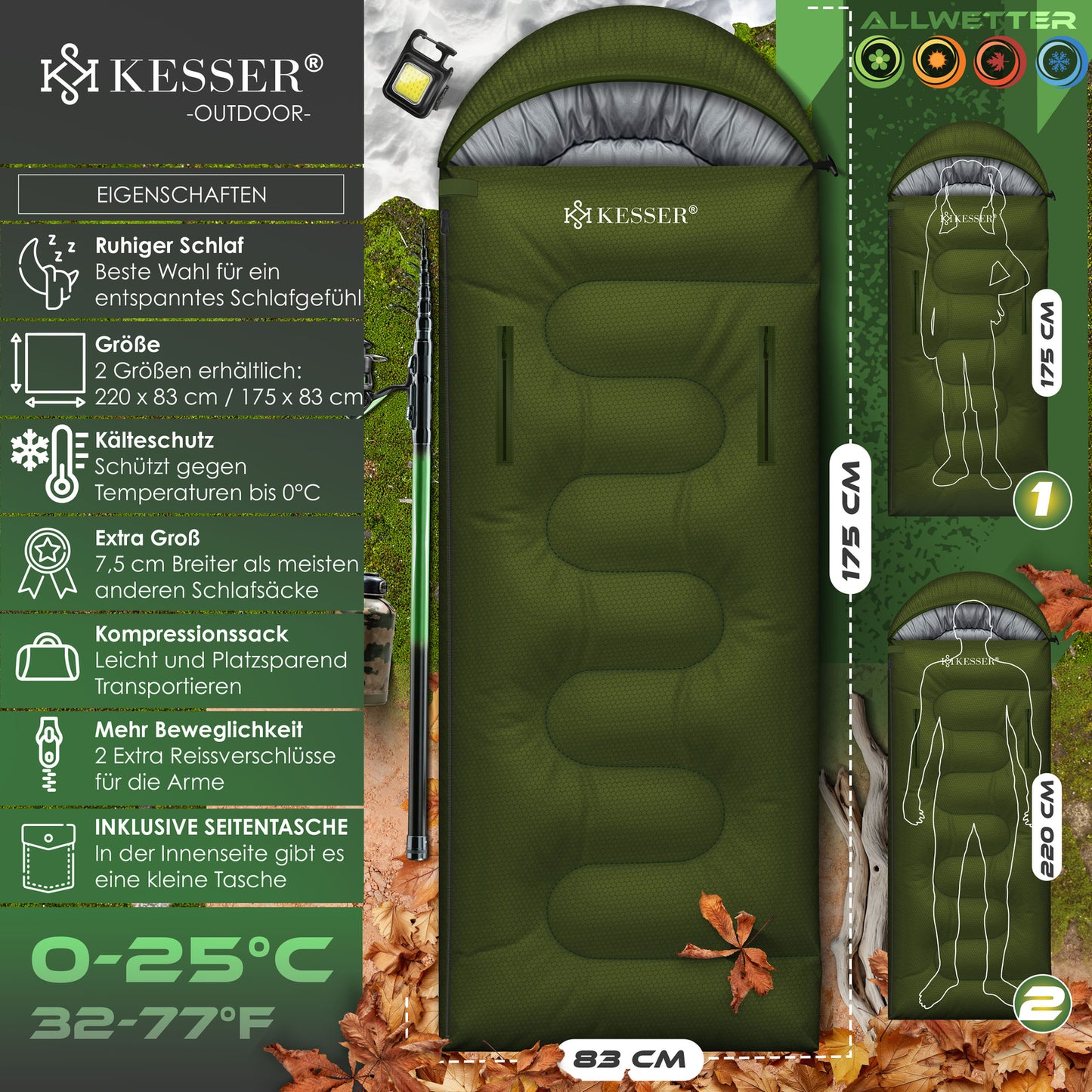 KESSER® Schlafsack Camping Mumienschlafsa