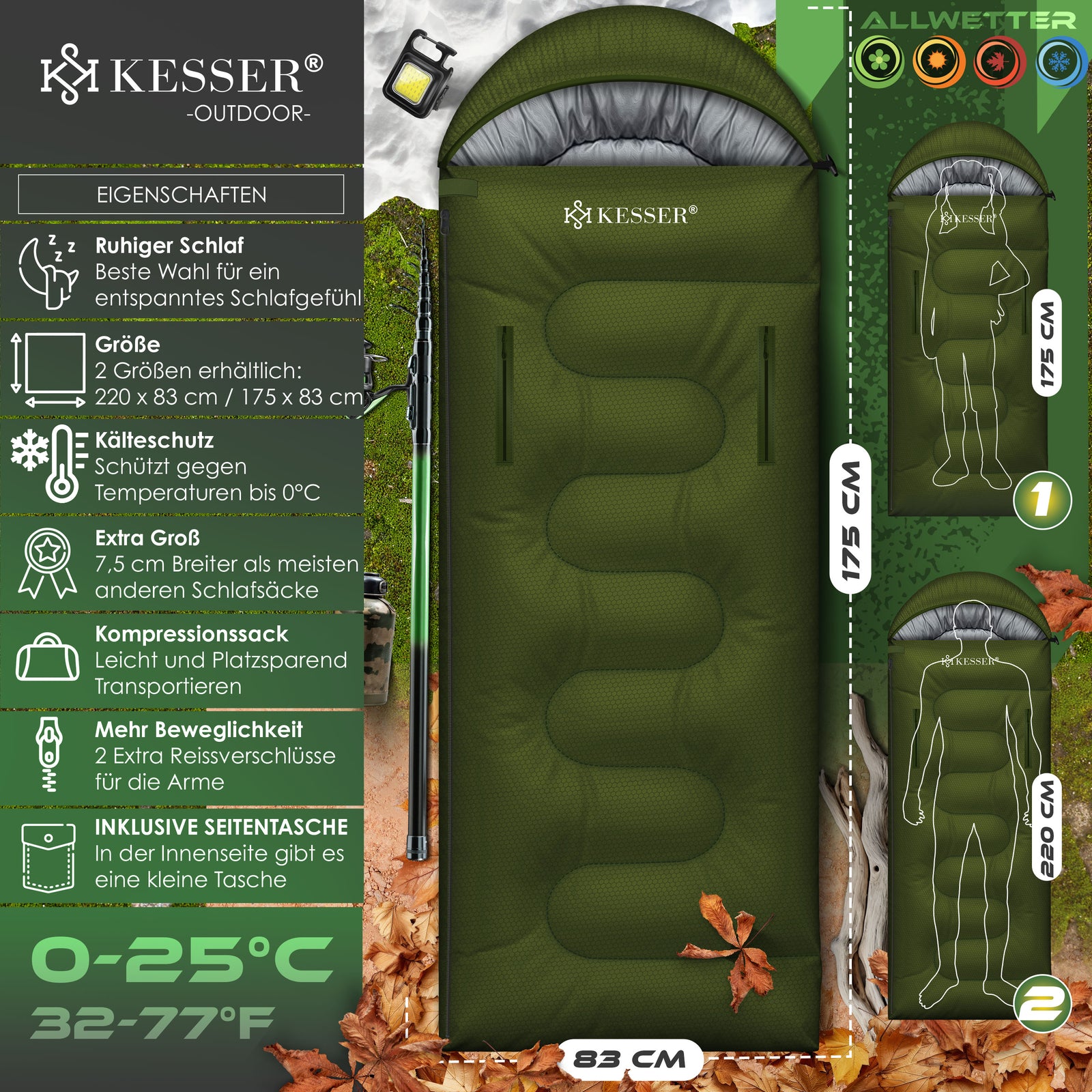 KESSER® Schlafsack Camping Mumienschlafsa