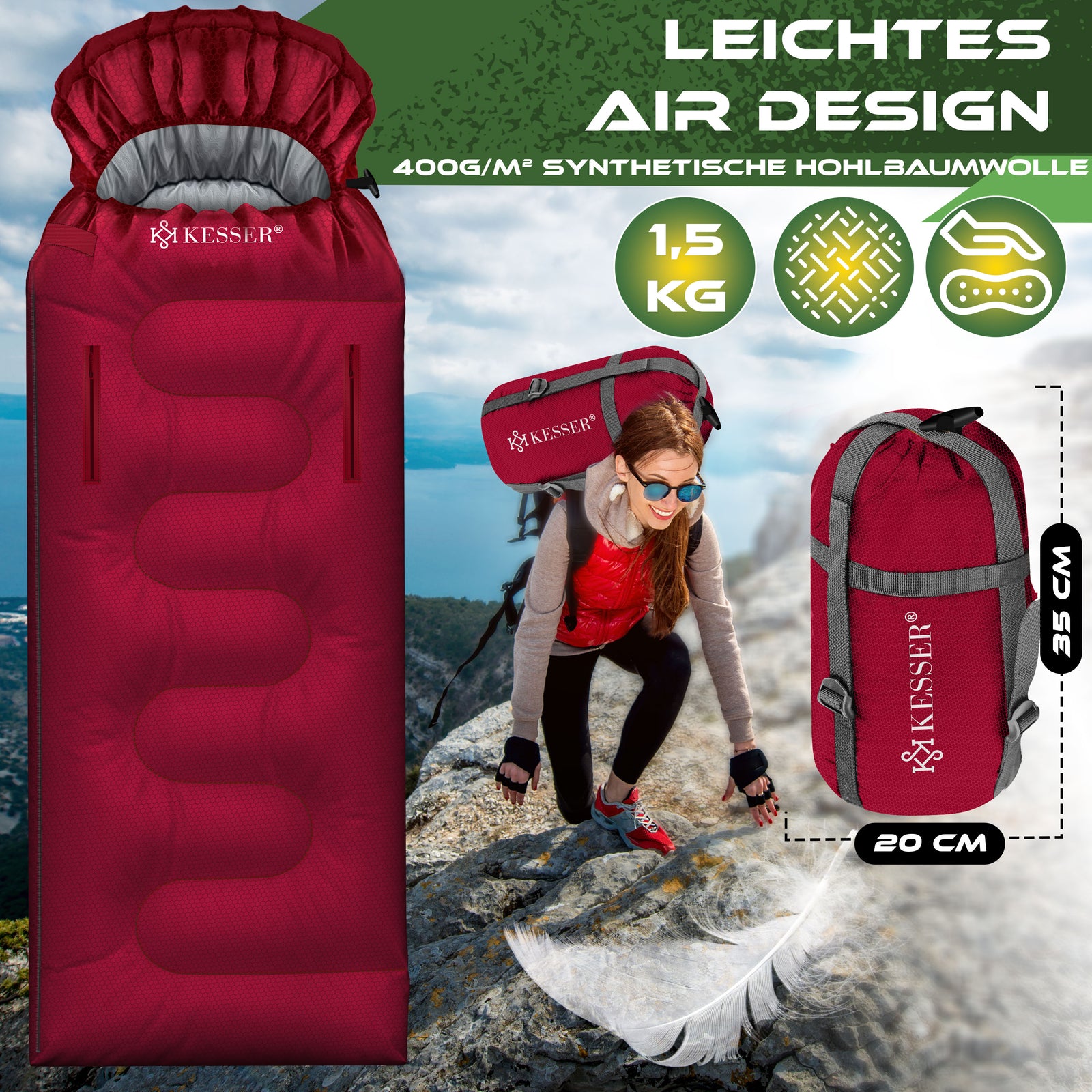 KESSER® Schlafsack Camping Mumienschlafsa