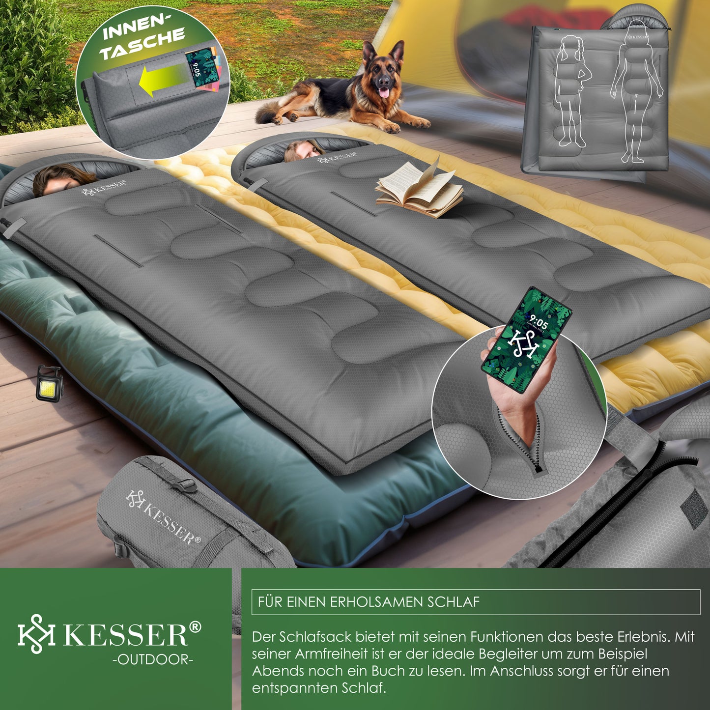KESSER® Schlafsack Camping Mumienschlafsa
