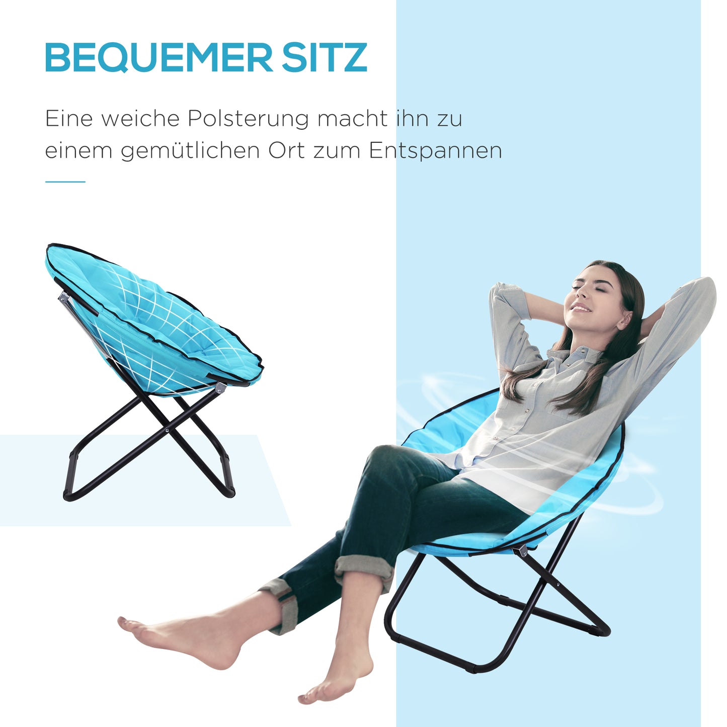 Klappstuhl Klappsessel Campingstuhl Gartenstuhl Lounge Sessel Faltbar Gepolstert