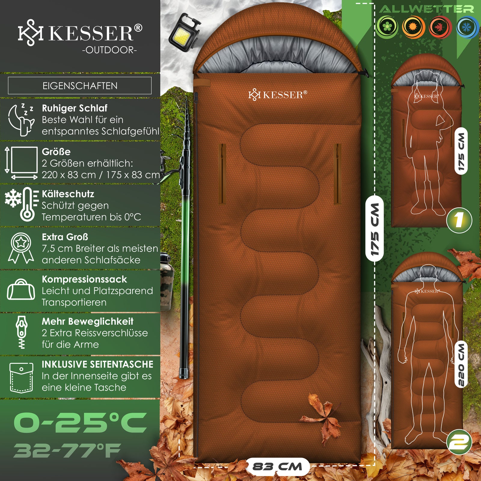 KESSER® Schlafsack Camping Mumienschlafsa