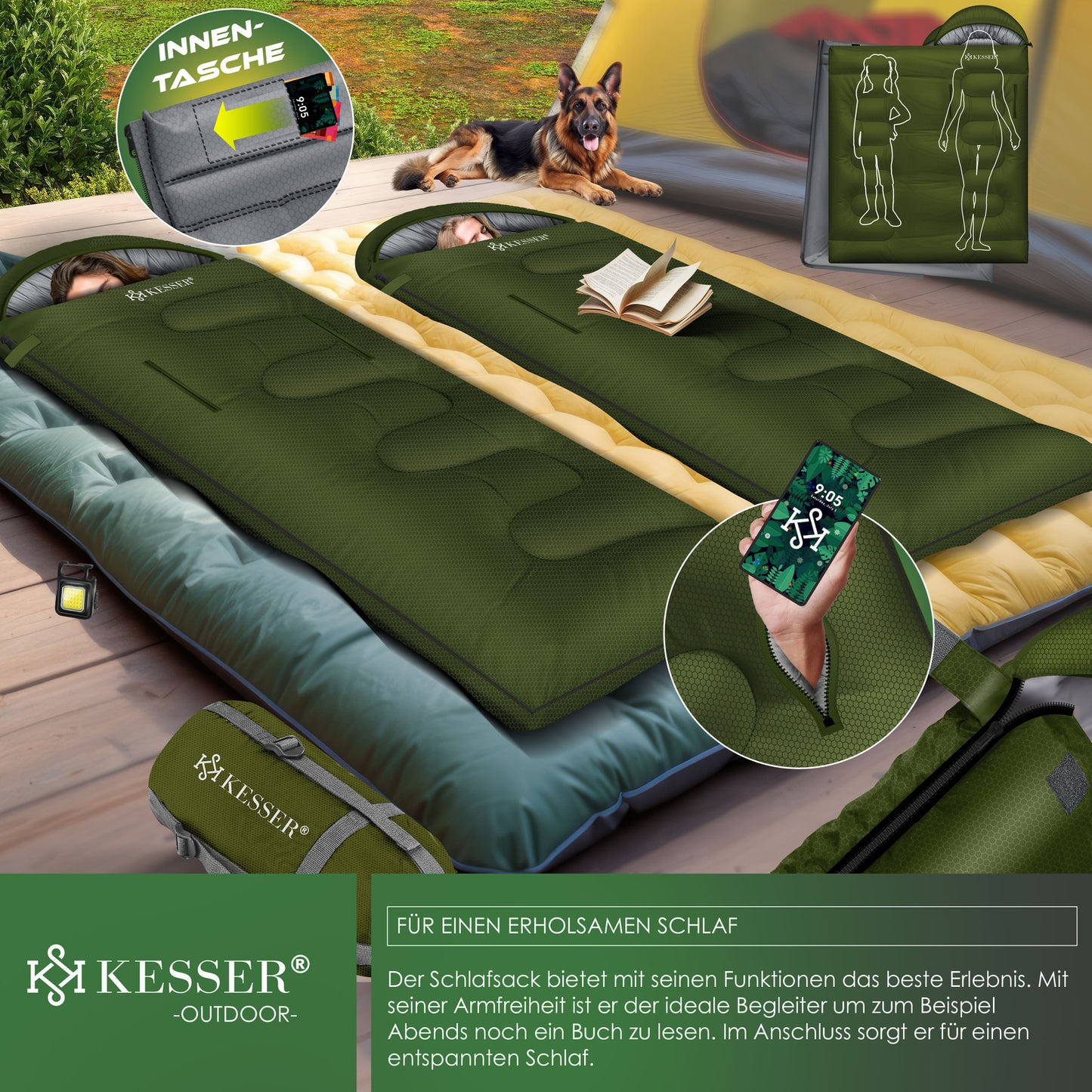 KESSER® Schlafsack Camping Mumienschlafsa