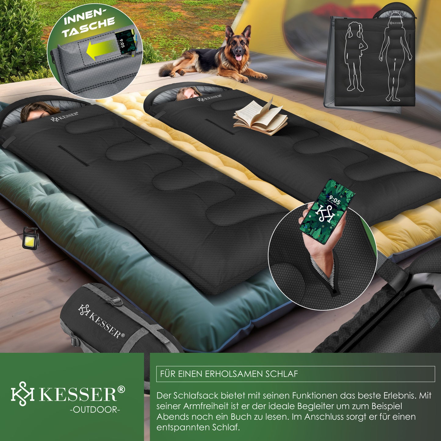 KESSER® Schlafsack Camping Mumienschlafsa