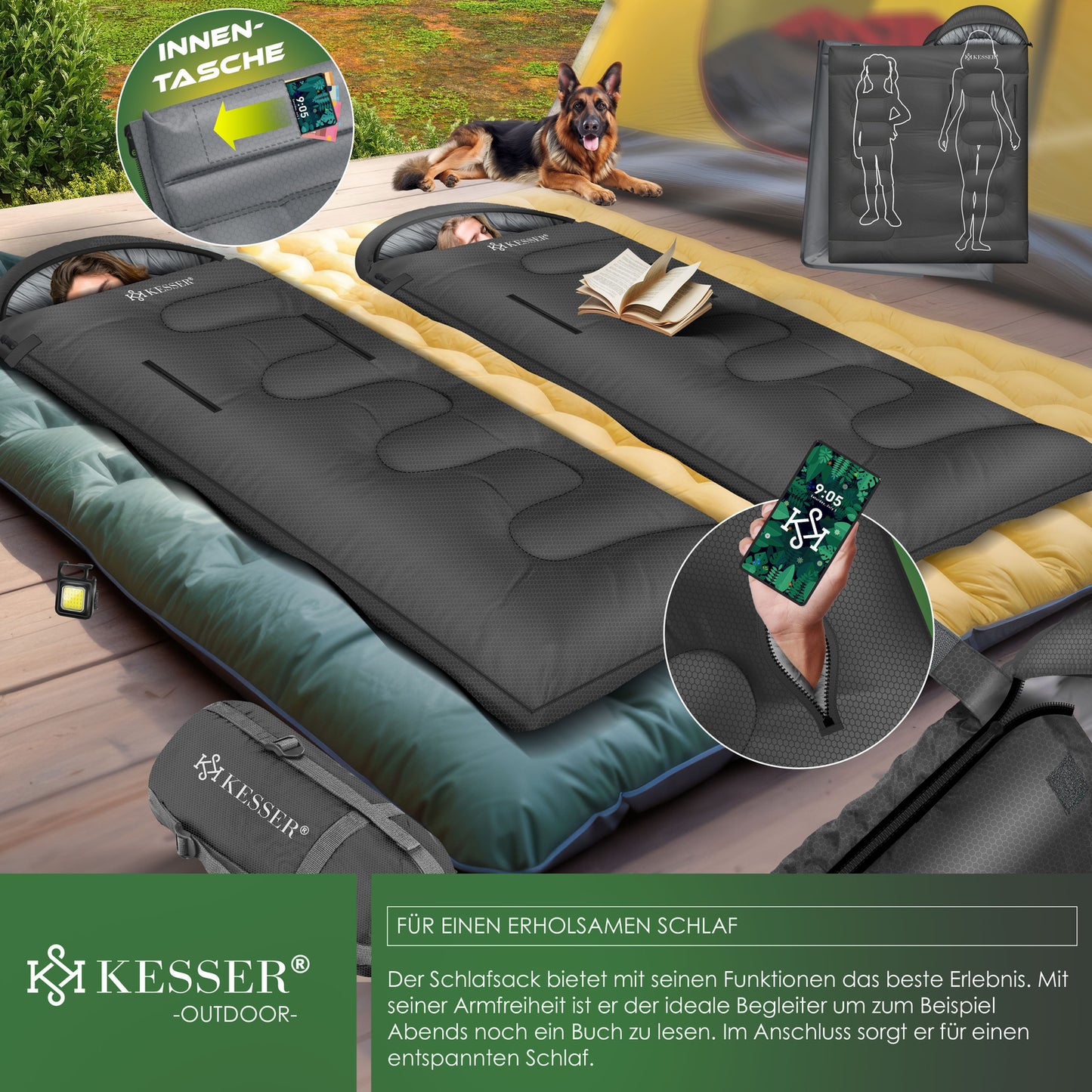 KESSER® Schlafsack Camping Mumienschlafsa