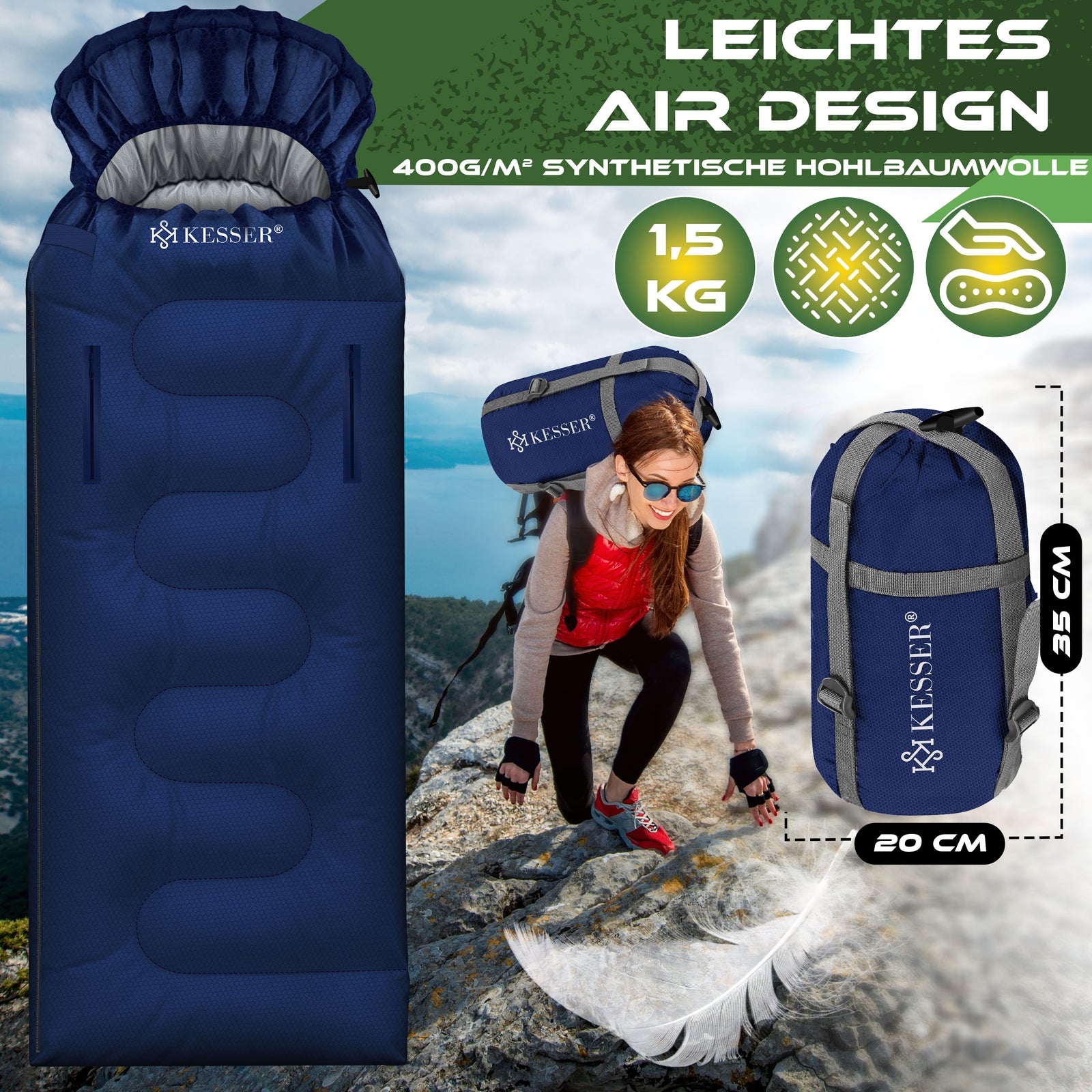 KESSER® Schlafsack Camping Mumienschlafsa