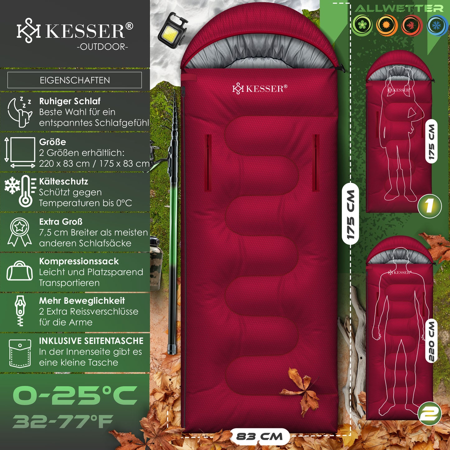 KESSER® Schlafsack Camping Mumienschlafsa