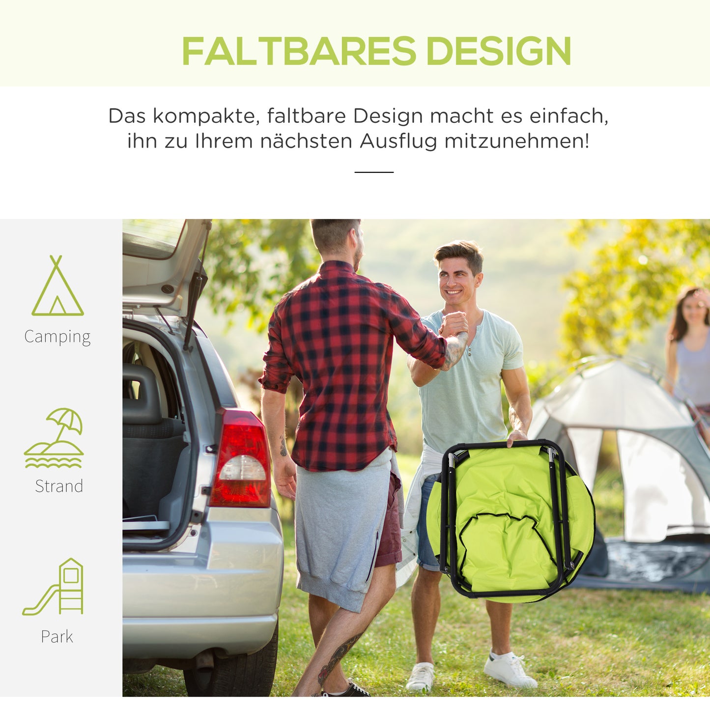 Klappstuhl Klappsessel Campingstuhl Gartenstuhl Lounge Sessel Faltbar Gepolstert