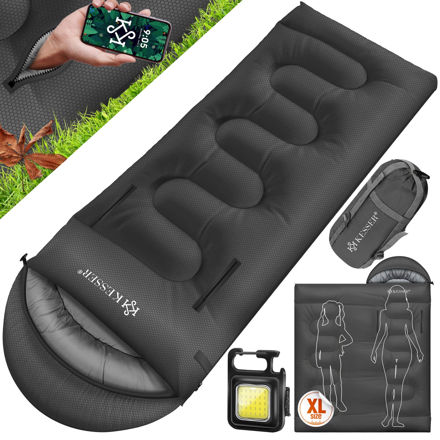KESSER® Schlafsack Camping Mumienschlafsa