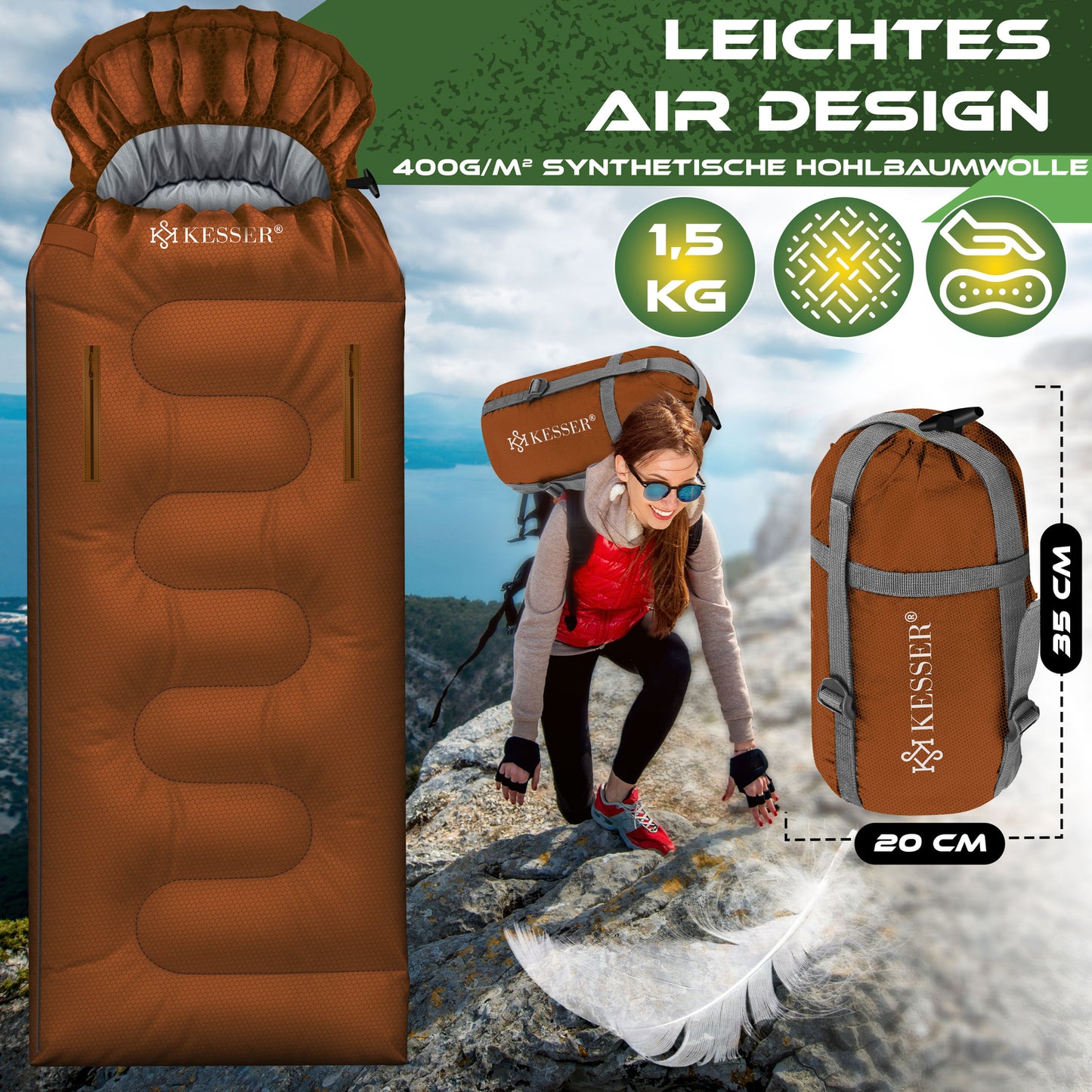 KESSER® Schlafsack Camping Mumienschlafsa